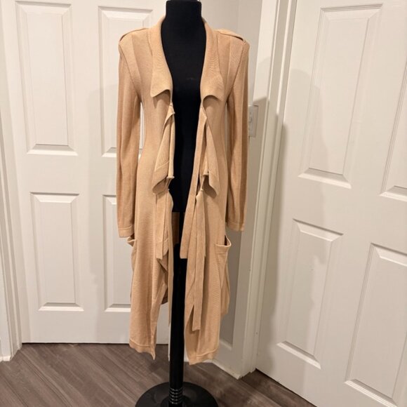 Sonia Rykiel Paris Beige Tie Cardigan, Sz 38 - Picture 5 of 6